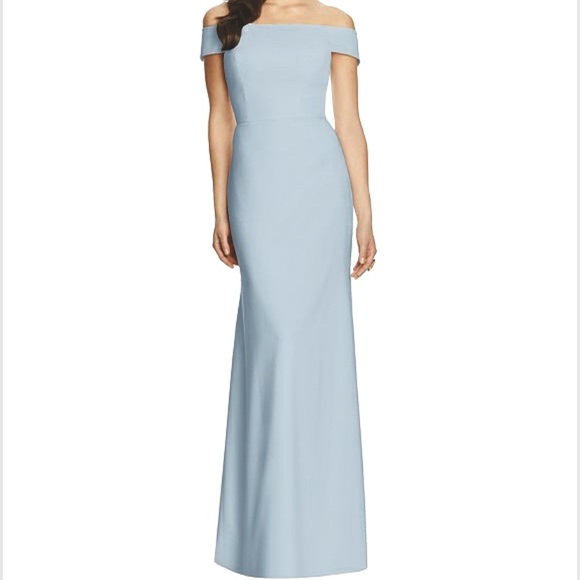 Dessy off-the-shoulder, crisscross back dress - Picture 2 of 2